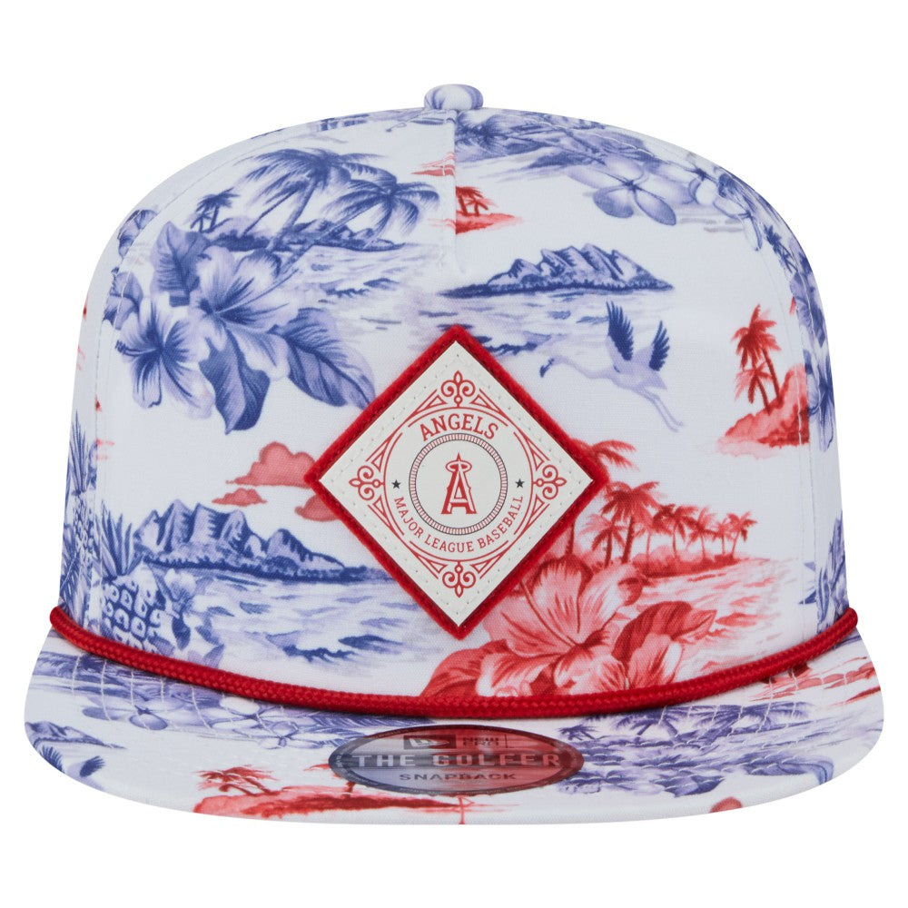 White Los Angeles Angels New Era Printed Island Golfer Snapback Hat