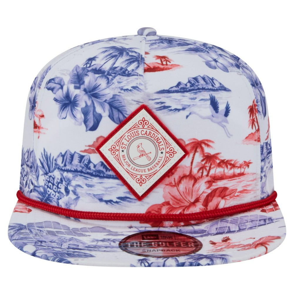 White St. Louis Cardinals New Era Printed Island Golfer Snapback Hat