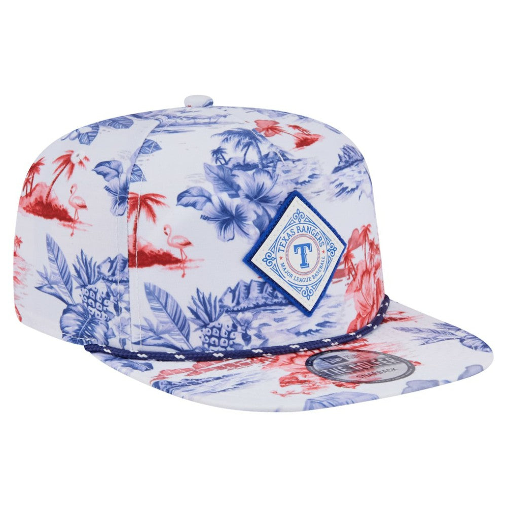 White Texas Rangers New Era Printed Island Golfer Snapback Hat