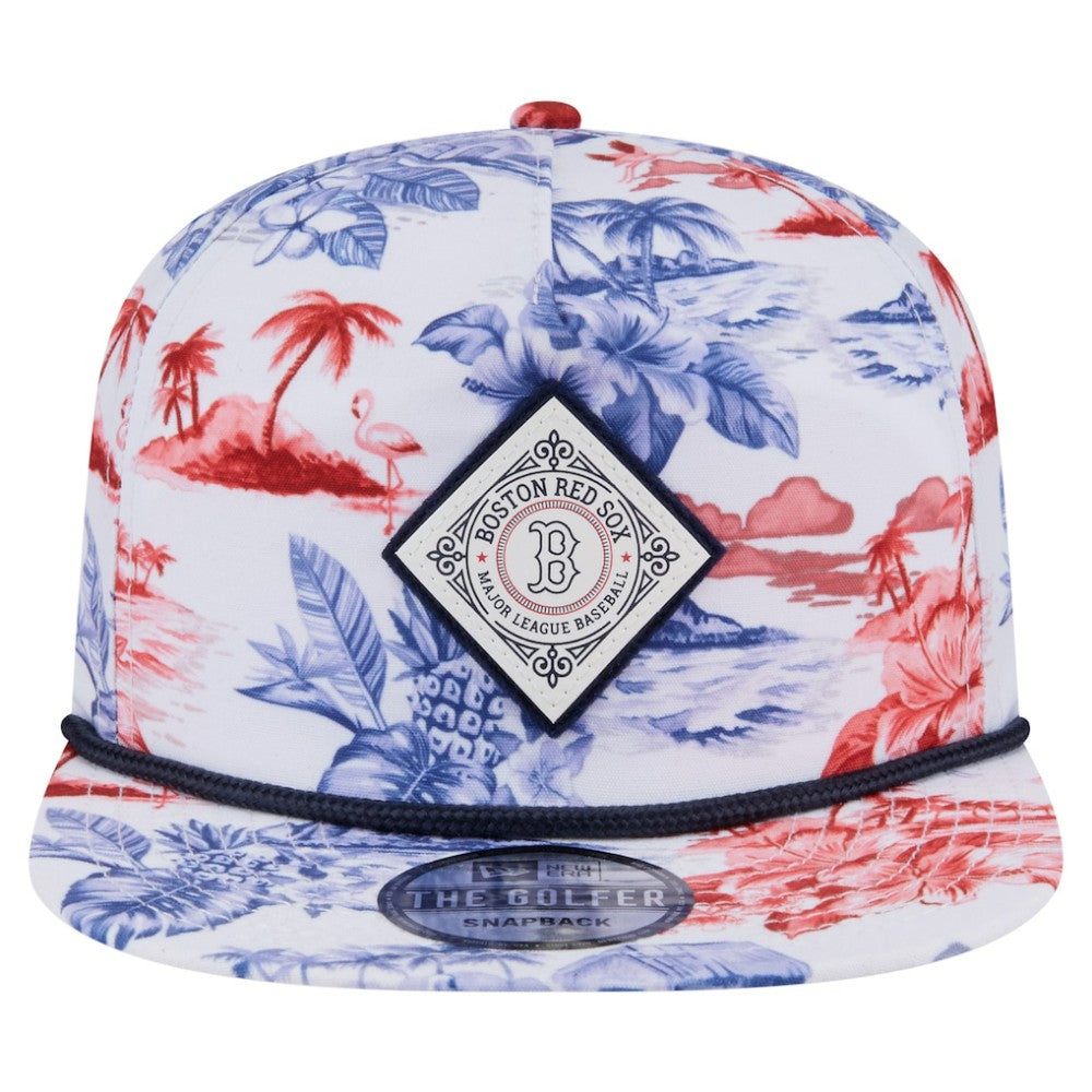 White Boston Red Sox New Era Printed Island Golfer Snapback Hat