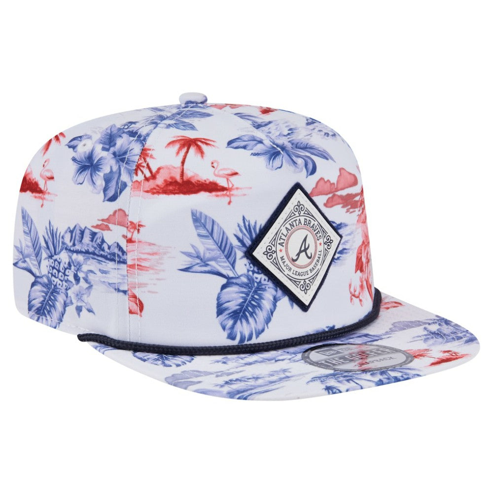 White Atlanta Braves New Era Printed Island Golfer Snapback Hat