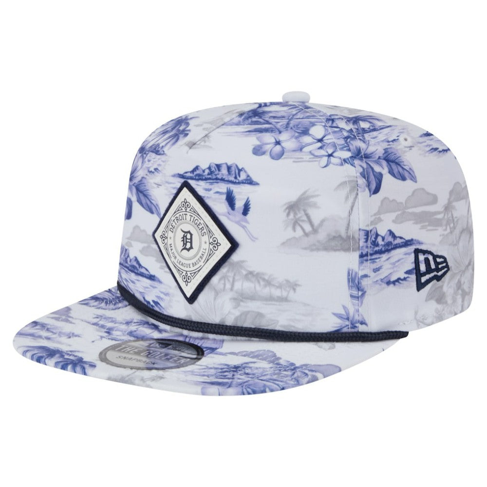 White Detroit Tigers New Era Printed Island Golfer Snapback Hat