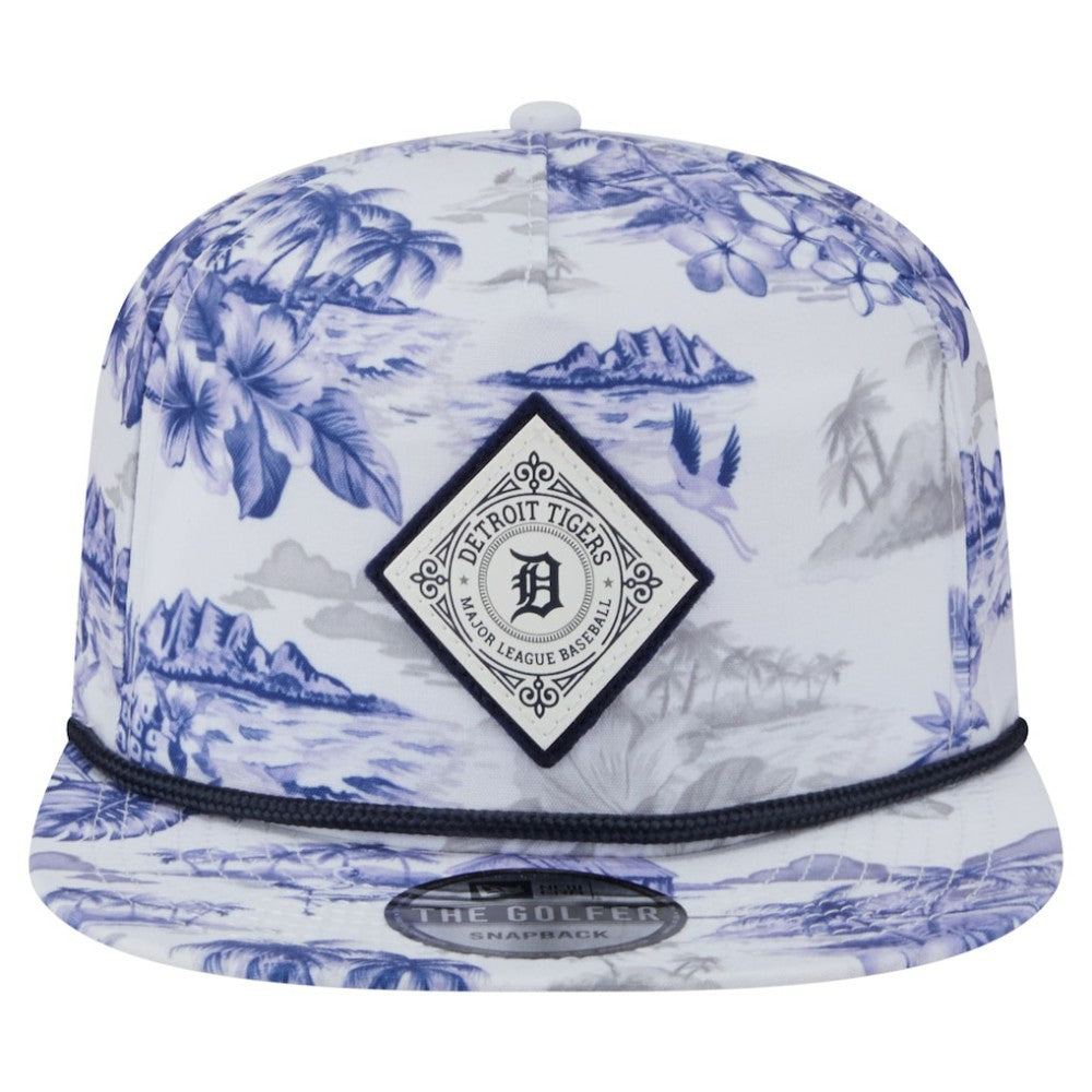 White Detroit Tigers New Era Printed Island Golfer Snapback Hat