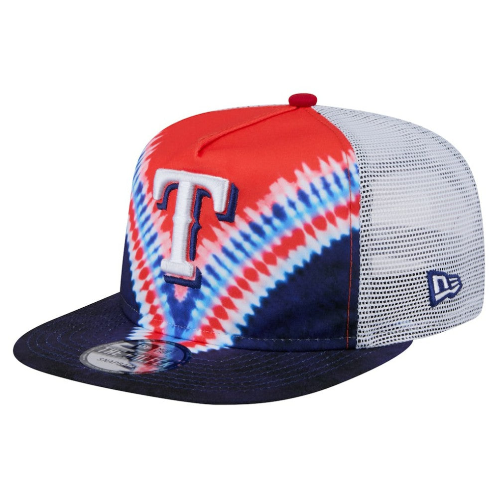 Texas Rangers New Era Tie-Dye Golfer Trucker Adjustable Hat