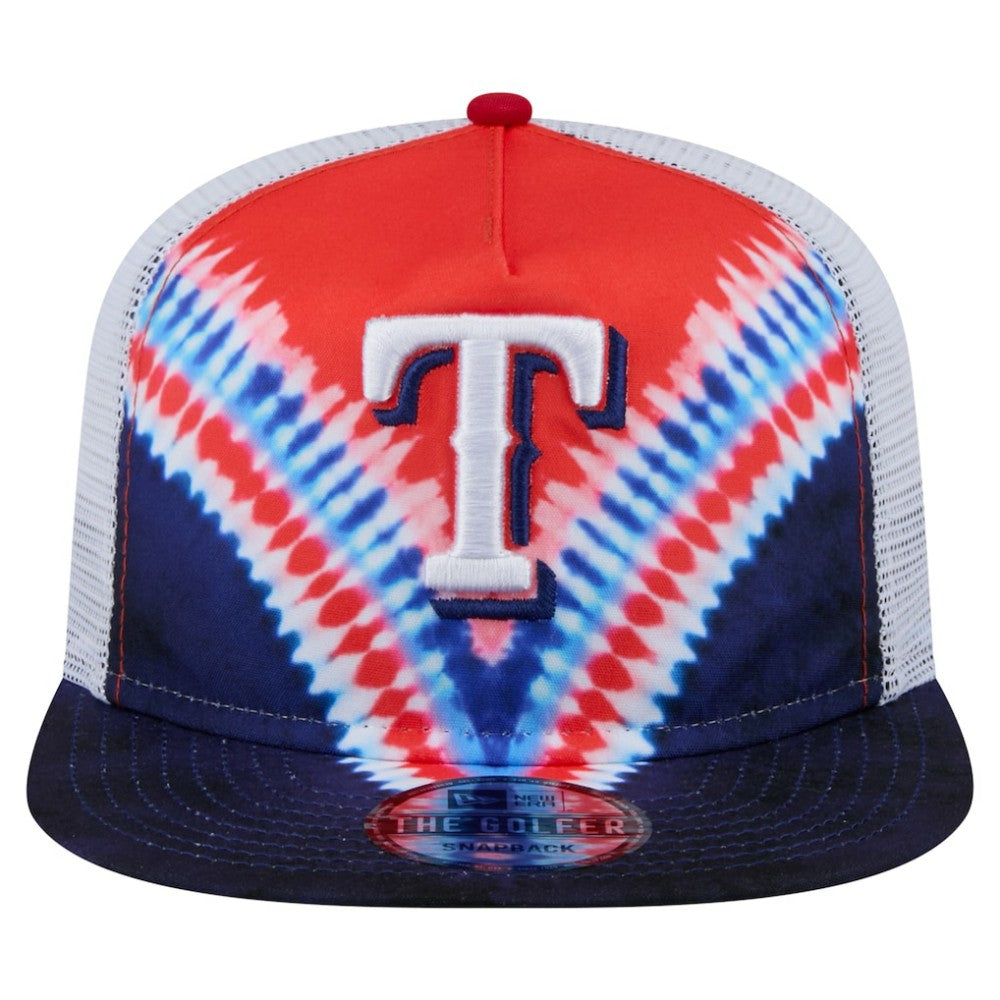 Texas Rangers New Era Tie-Dye Golfer Trucker Adjustable Hat
