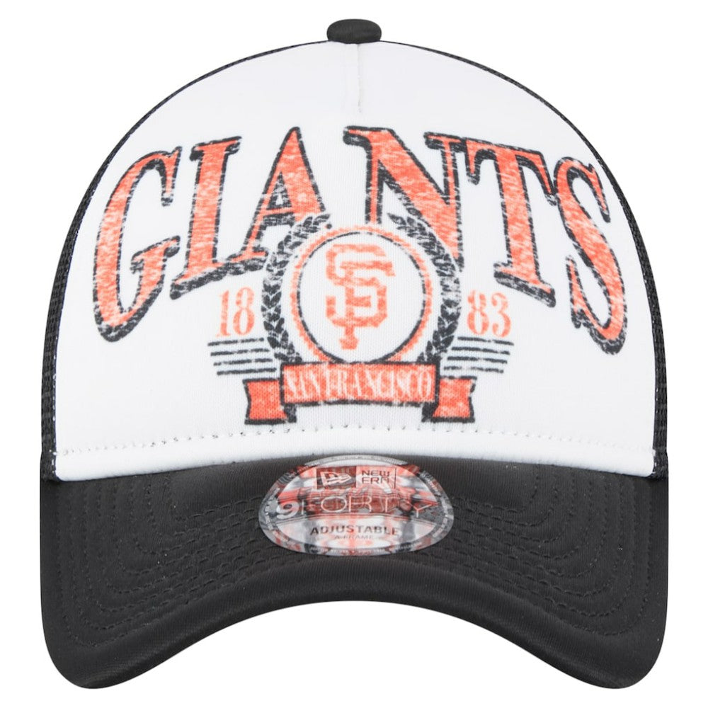 Black San Francisco Giants New Era Distressed 9FORTY A-Frame Adjustable Trucker Hat