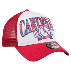 White St. Louis Cardinals New Era Distressed 9FORTY A-Frame Adjustable Trucker Hat