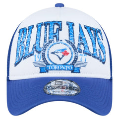 White/Royal Toronto Blue Jays New Era Distressed 9FORTY A-Frame Adjustable Trucker Hat