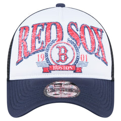 Navy Boston Red Sox New Era Distressed 9FORTY A-Frame Adjustable Trucker Hat