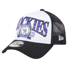Black Colorado Rockies New Era Distressed 9FORTY A-Frame Adjustable Trucker Hat