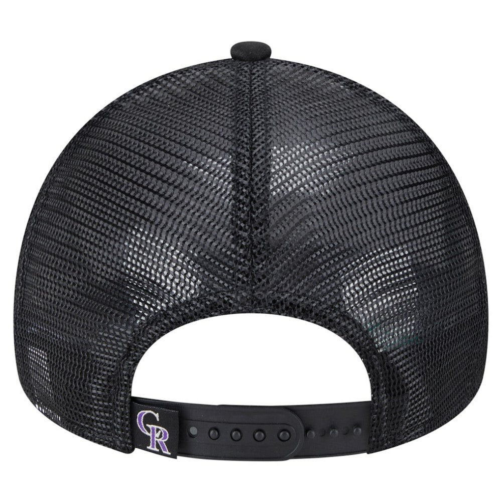 Black Colorado Rockies New Era Distressed 9FORTY A-Frame Adjustable Trucker Hat