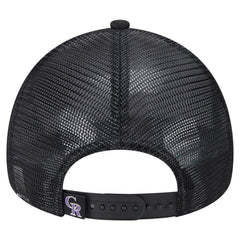 Black Colorado Rockies New Era Distressed 9FORTY A-Frame Adjustable Trucker Hat