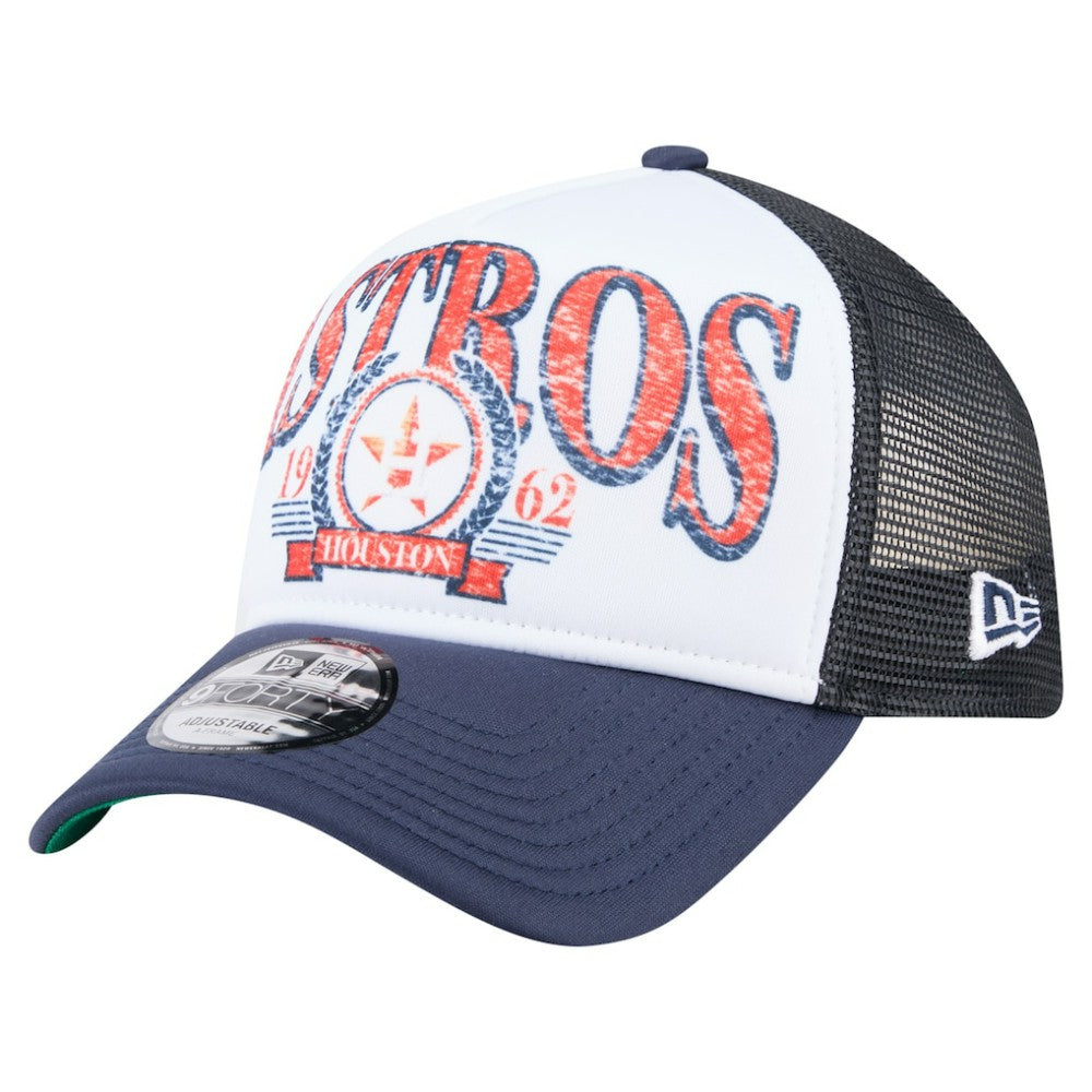 Navy Houston Astros New Era Distressed 9FORTY A-Frame Adjustable Trucker Hat