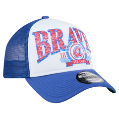 White/Royal Atlanta Braves New Era Trucker A-Frame 9FORTY Adjustable Hat