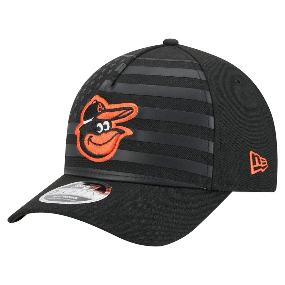 Black Baltimore Orioles New Era American Flag 9FORTY M-Crown A-Frame Adjustable Hat
