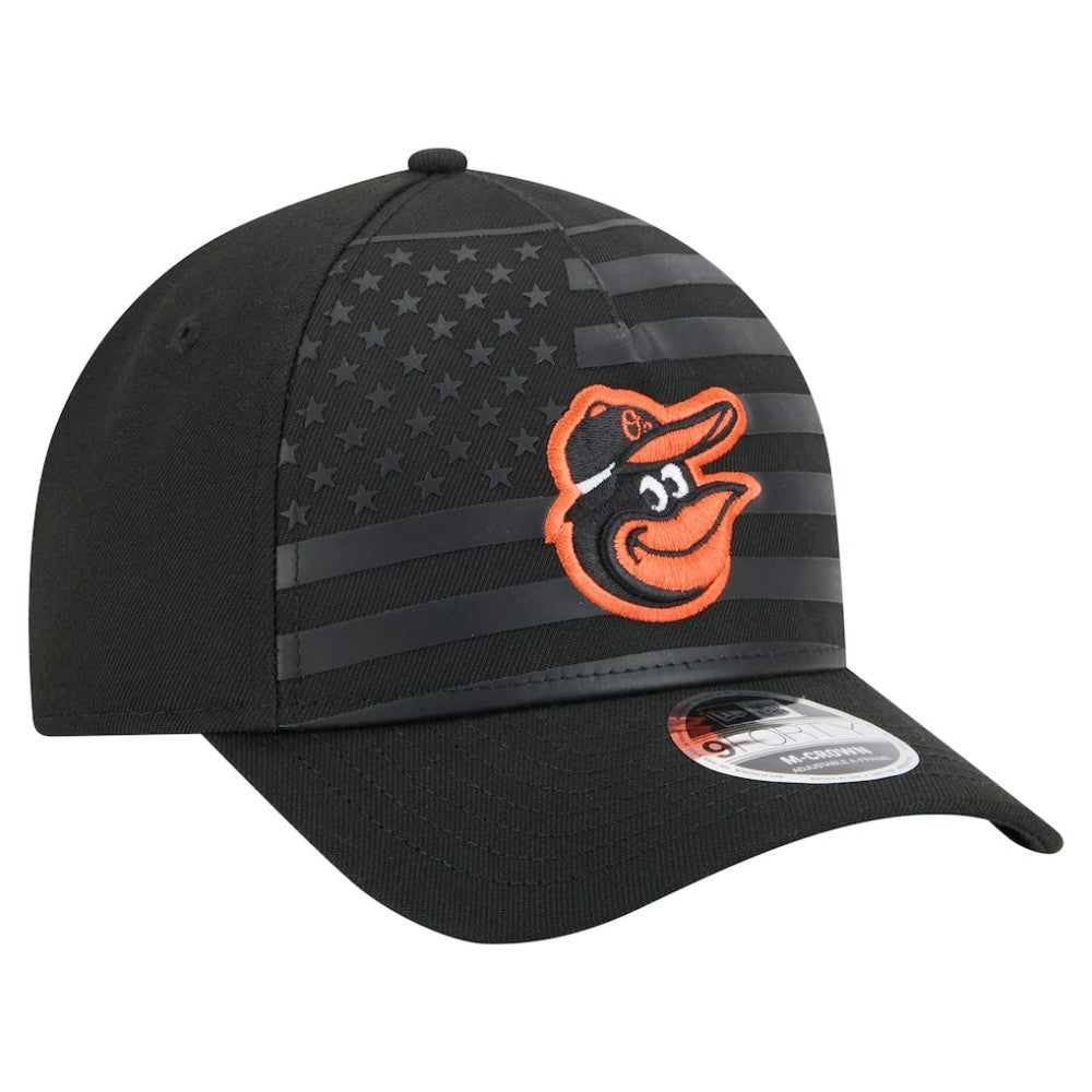 Black Baltimore Orioles New Era American Flag 9FORTY M-Crown A-Frame Adjustable Hat