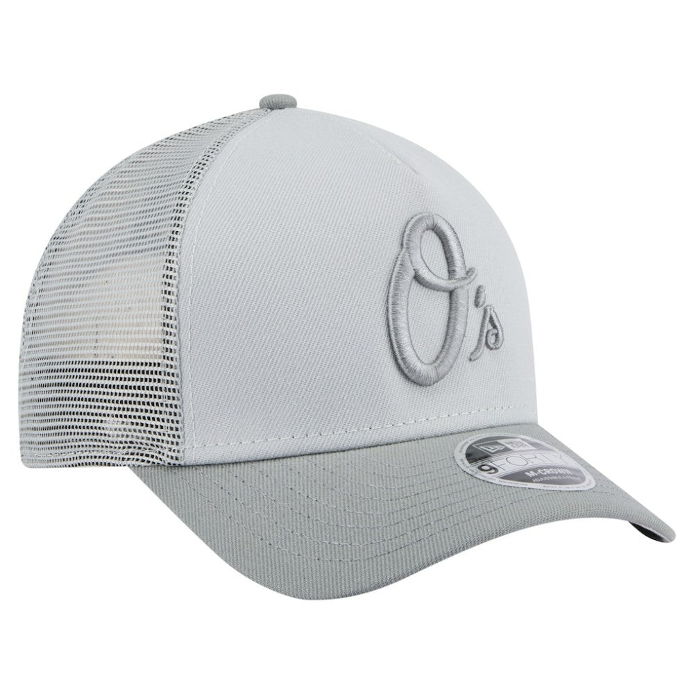 Gray Baltimore Orioles New Era Color Pack A-Frame 9FORTY Trucker Adjustable Hat