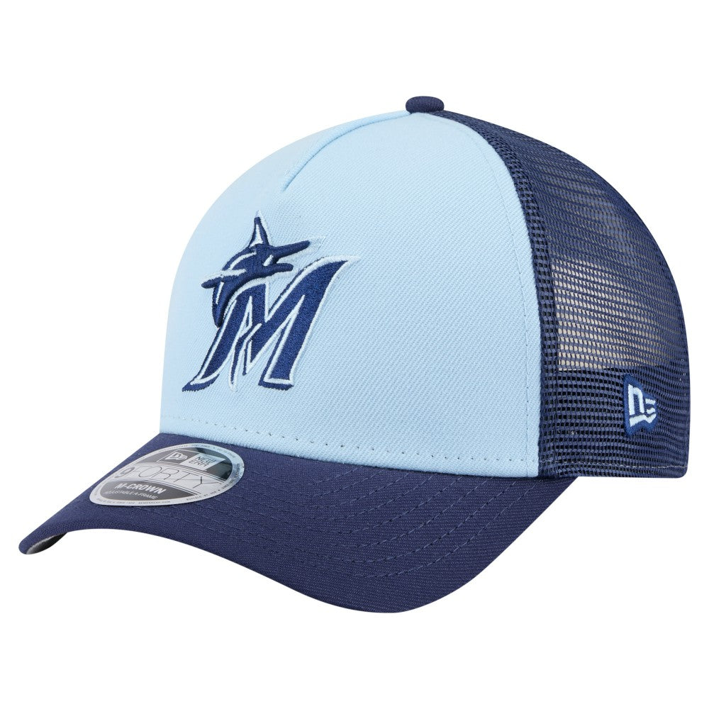 Light Blue/Navy Miami Marlins New Era 2-Tone Color Pack 9FORTY M-Crown A-Frame Adjustable Hat