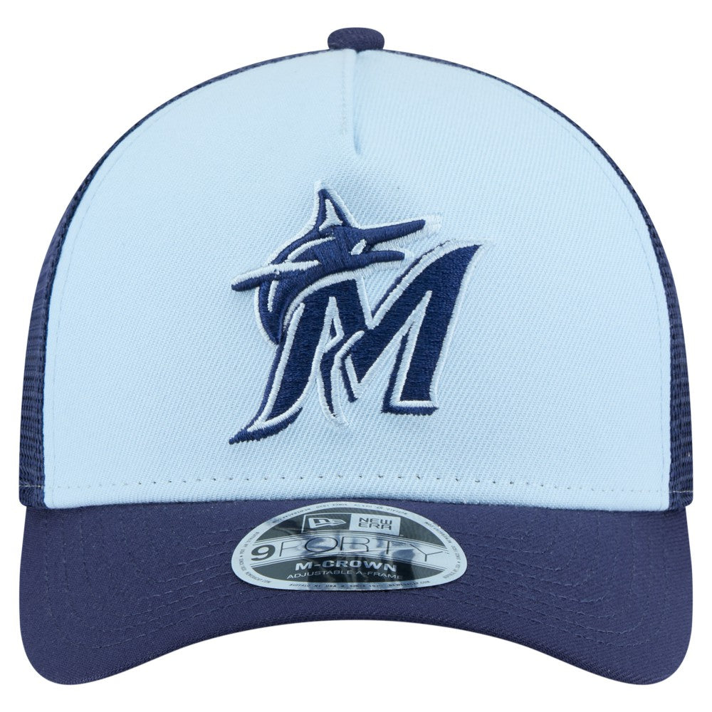 Light Blue/Navy Miami Marlins New Era 2-Tone Color Pack 9FORTY M-Crown A-Frame Adjustable Hat