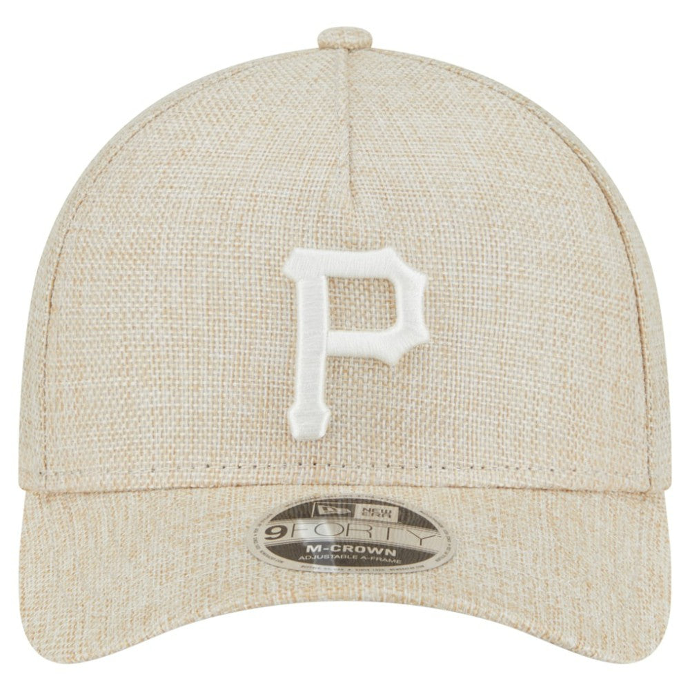 Beige Pittsburgh Pirates New Era Cotton Weave M-Crown A-Frame 9FORTY Adjustable Hat