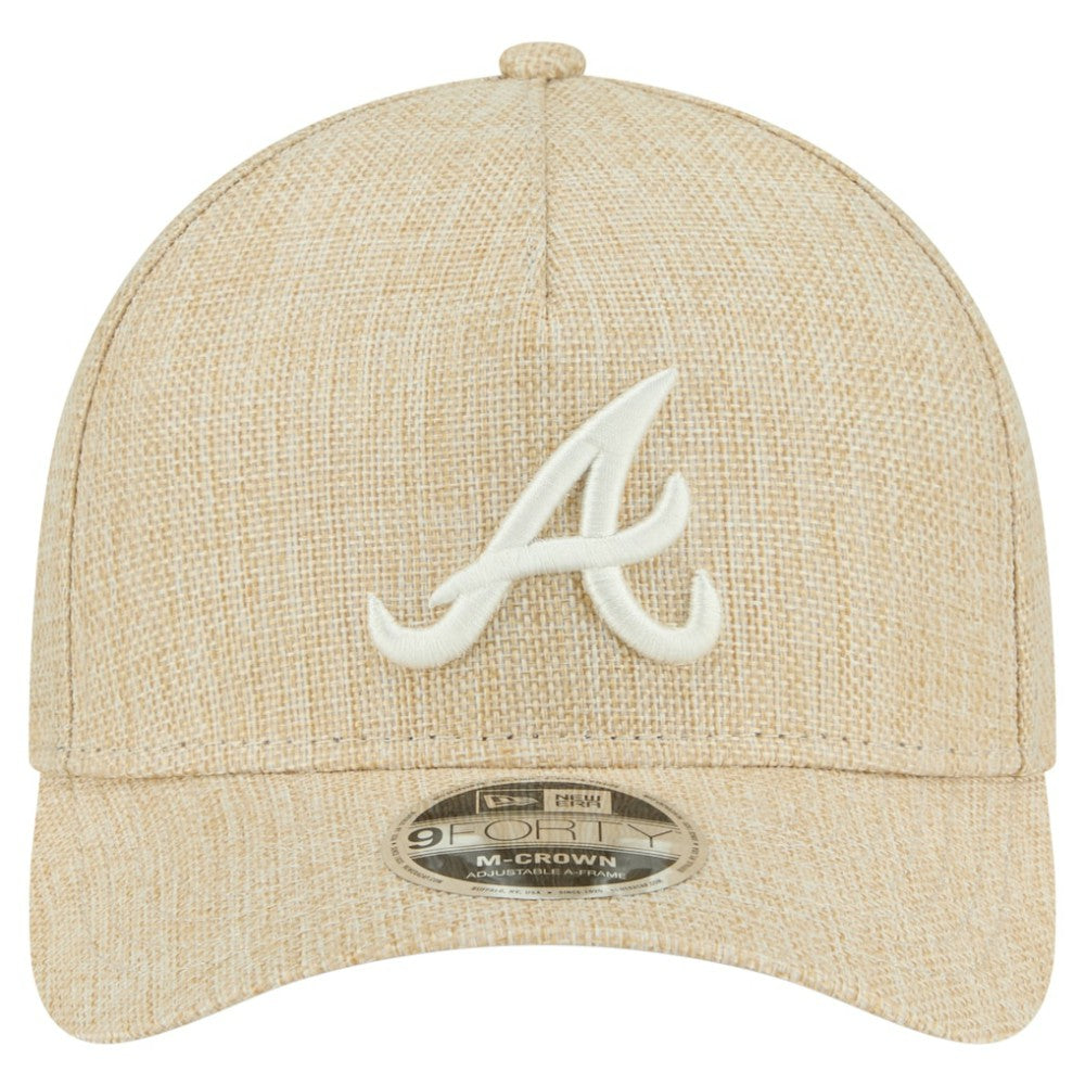 Beige Atlanta Braves New Era Cotton Weave M-Crown A-Frame 9FORTY Adjustable Hat