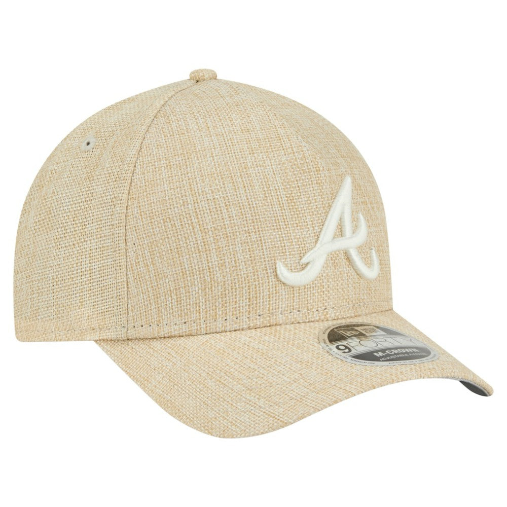 Beige Atlanta Braves New Era Cotton Weave M-Crown A-Frame 9FORTY Adjustable Hat