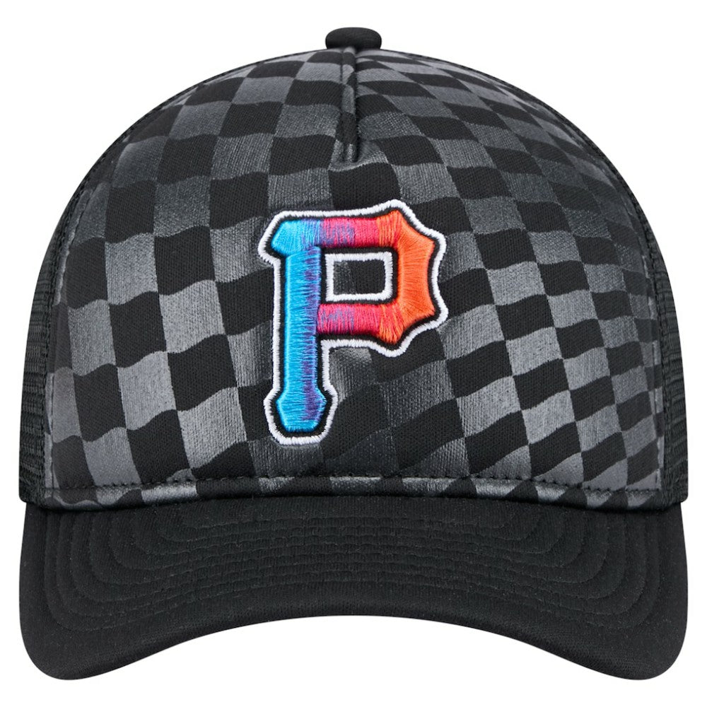 Black Pittsburgh Pirates New Era Gradient 9FORTY A-Frame M-Crown Trucker Adjustable Hat