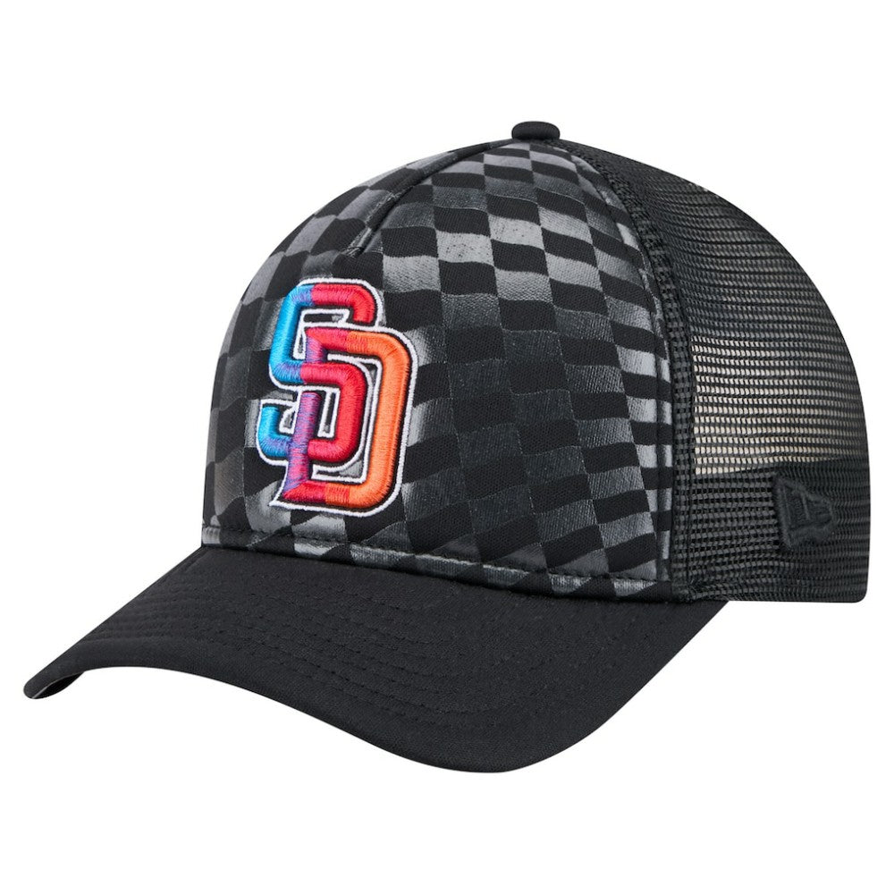 Black San Diego Padres New Era Gradient 9FORTY A-Frame M-Crown Trucker Adjustable Hat