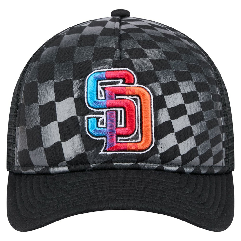 Black San Diego Padres New Era Gradient 9FORTY A-Frame M-Crown Trucker Adjustable Hat