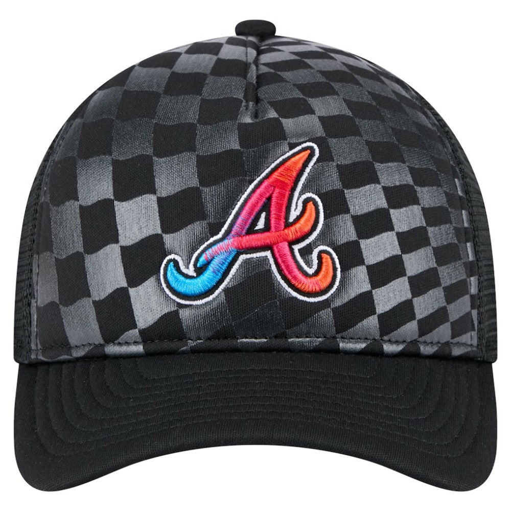Black Atlanta Braves New Era Gradient 9FORTY A-Frame M-Crown Trucker Adjustable Hat