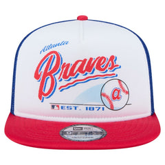 White/Red Atlanta Braves New Era Retro Script Trucker 9FIFTY Snapback Hat