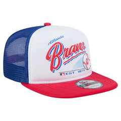 White/Red Atlanta Braves New Era Retro Script Trucker 9FIFTY Snapback Hat