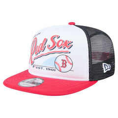 White/Red Boston Red Sox New Era Retro Script Trucker 9FIFTY Snapback Hat