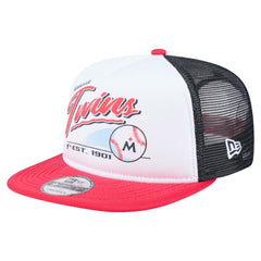 White/Red Minnesota Twins New Era Retro Script Trucker 9FIFTY Snapback Hat