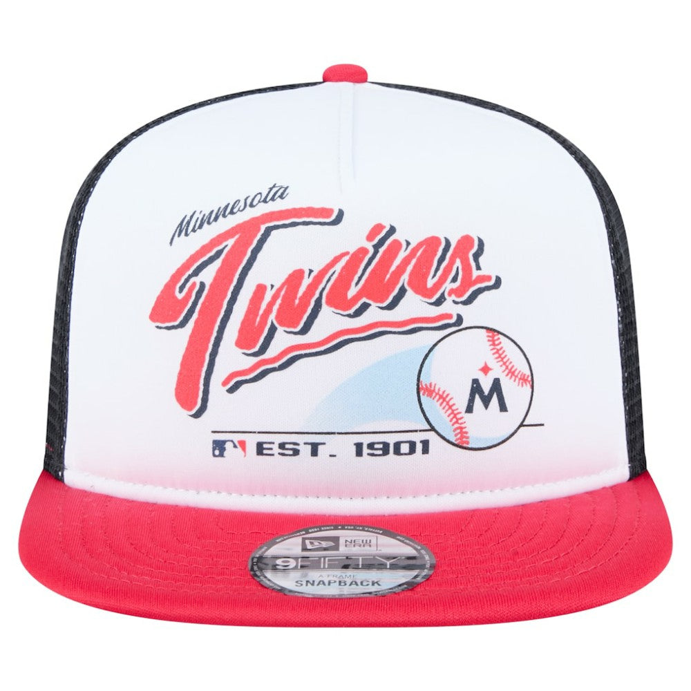 White/Red Minnesota Twins New Era Retro Script Trucker 9FIFTY Snapback Hat