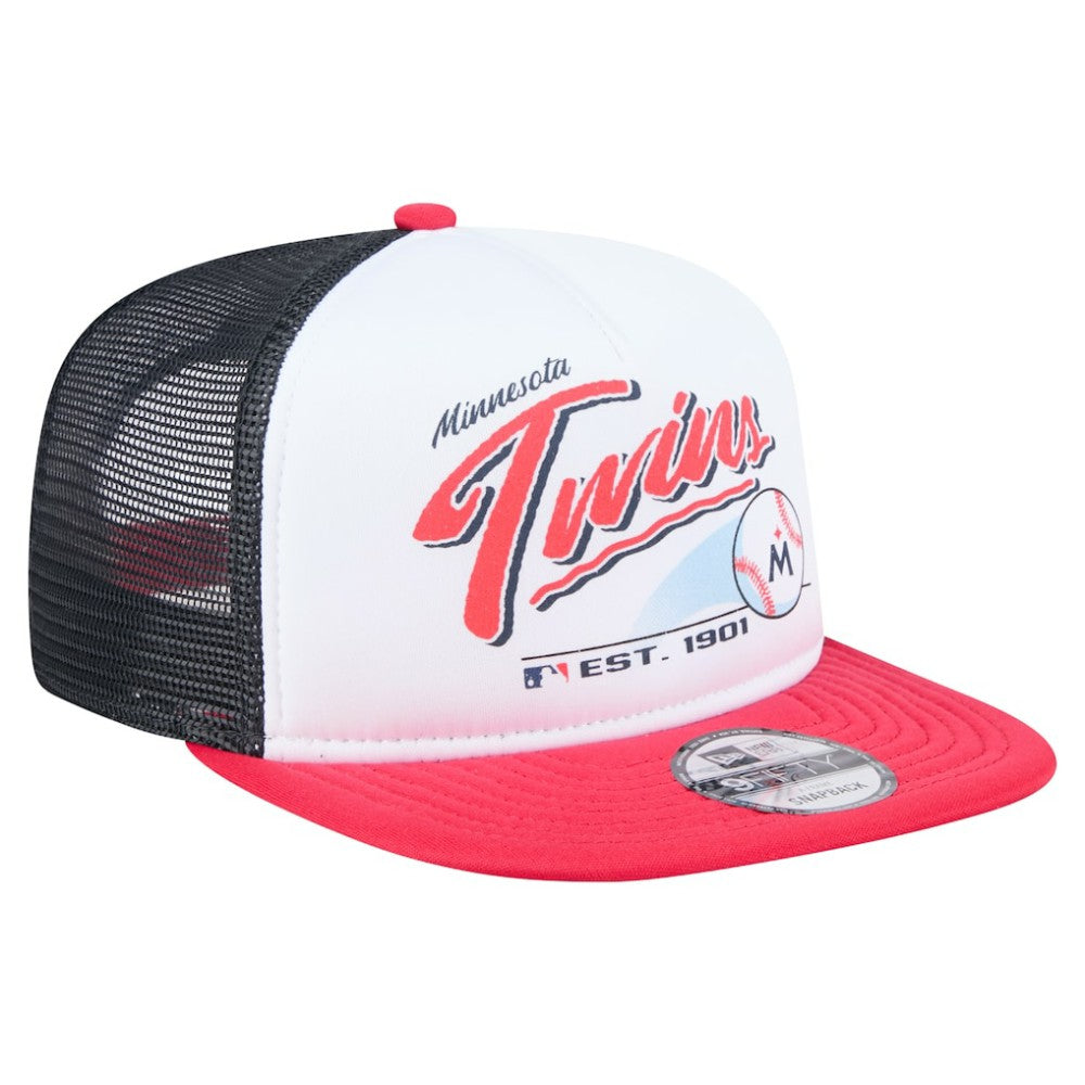 White/Red Minnesota Twins New Era Retro Script Trucker 9FIFTY Snapback Hat