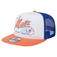 White/Orange New York Mets New Era Retro Script Trucker 9FIFTY Snapback Hat