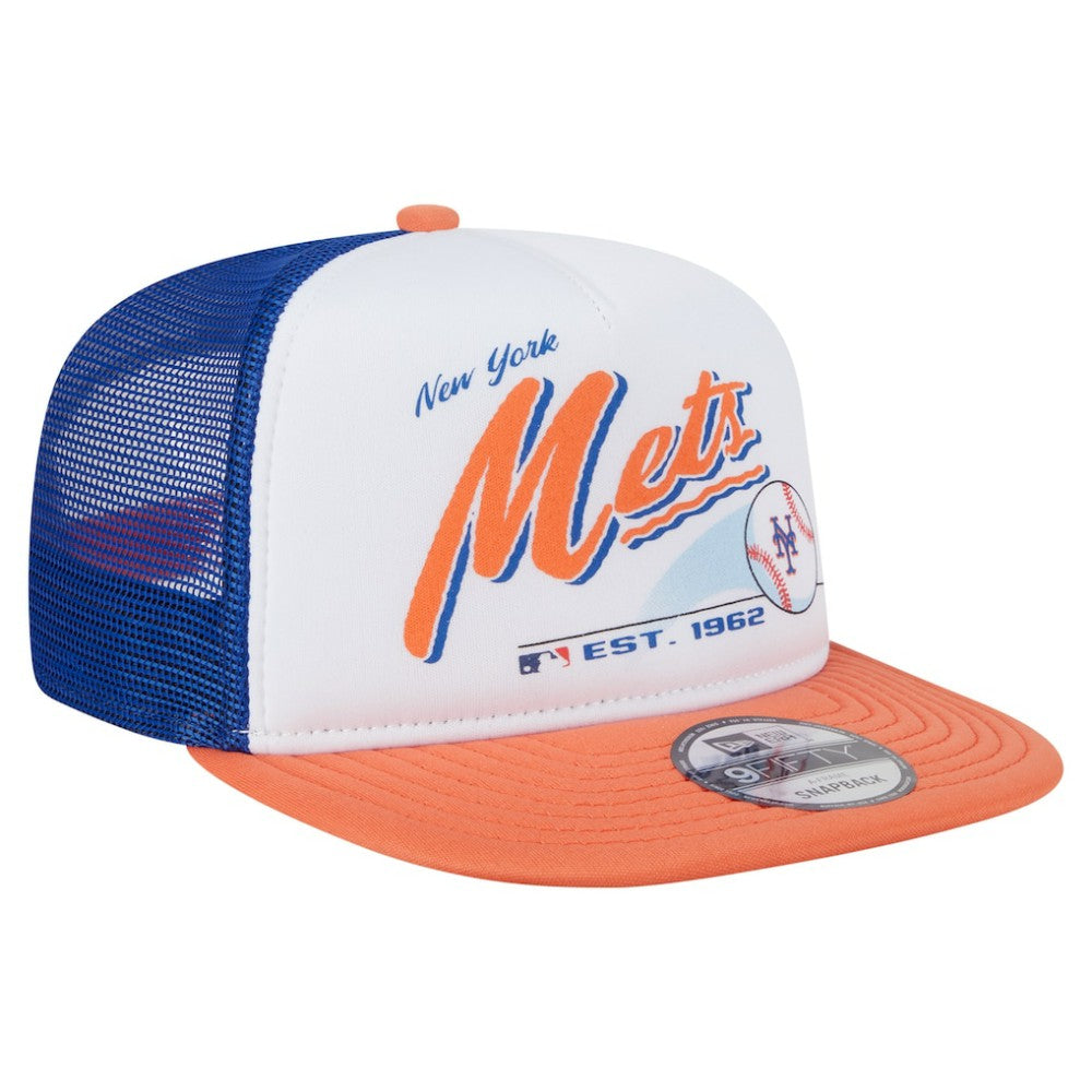 White/Orange New York Mets New Era Retro Script Trucker 9FIFTY Snapback Hat