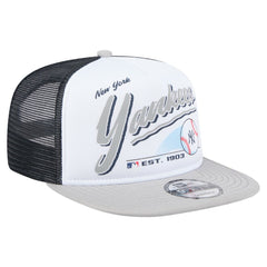 White/Gray New York Yankees New Era Retro Script Trucker 9FIFTY Snapback Hat