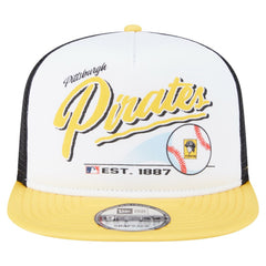 White/Gold Pittsburgh Pirates New Era Retro Script Trucker 9FIFTY Snapback Hat