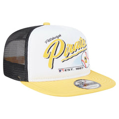 White/Gold Pittsburgh Pirates New Era Retro Script Trucker 9FIFTY Snapback Hat