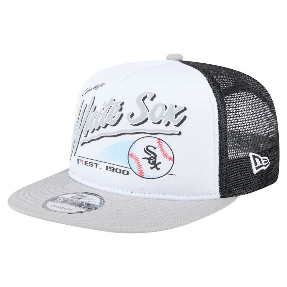 White/Gray Chicago White Sox New Era Retro Script Trucker 9FIFTY Snapback Hat