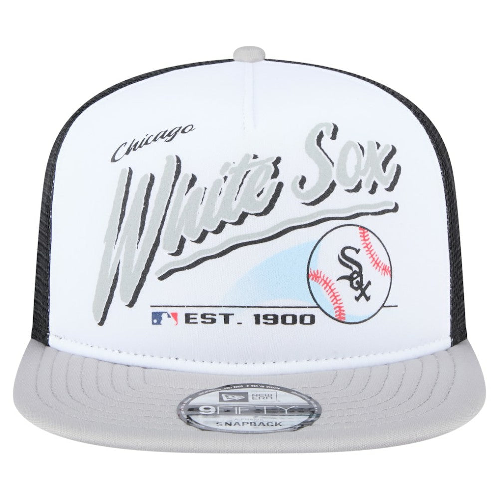 White/Gray Chicago White Sox New Era Retro Script Trucker 9FIFTY Snapback Hat