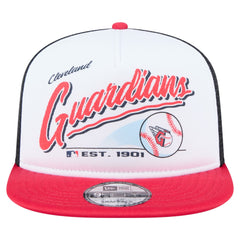 White/Red Cleveland Guardians New Era Retro Script Trucker 9FIFTY Snapback Hat