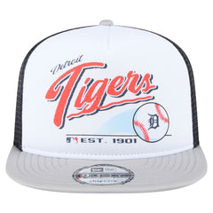 White/Gray Detroit Tigers New Era Retro Script Trucker 9FIFTY Snapback Hat