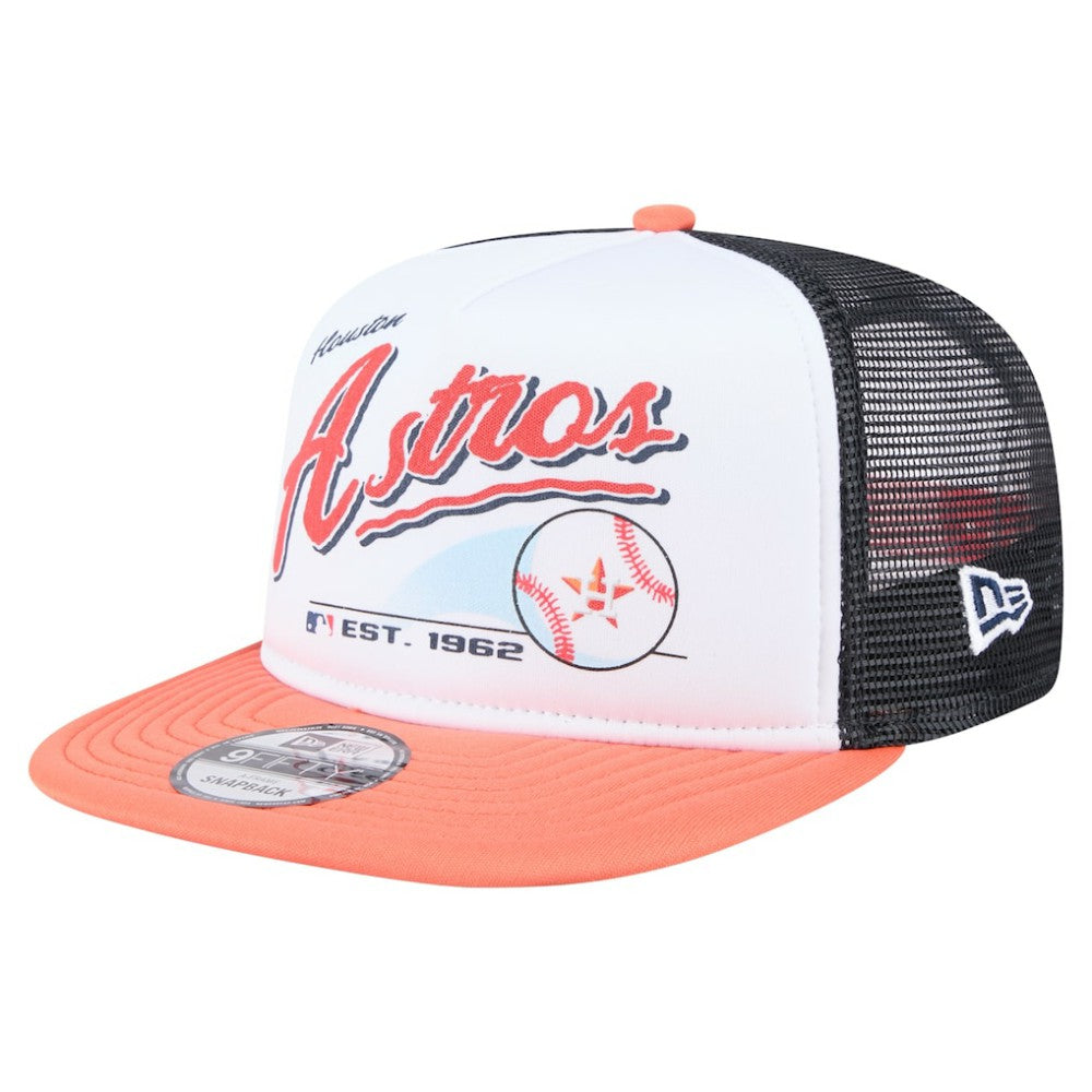 White/Orange Houston Astros New Era Retro Script Trucker 9FIFTY Snapback Hat