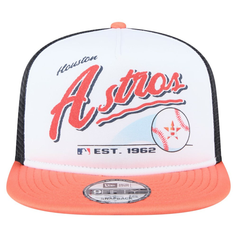 White/Orange Houston Astros New Era Retro Script Trucker 9FIFTY Snapback Hat