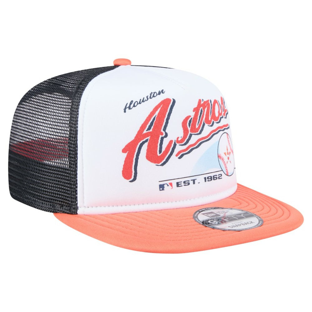 White/Orange Houston Astros New Era Retro Script Trucker 9FIFTY Snapback Hat