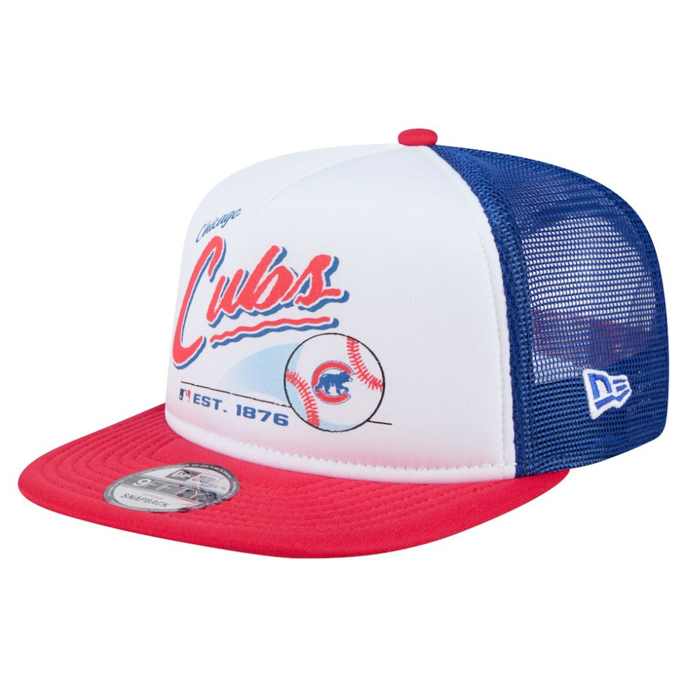 White/Red Chicago Cubs New Era Retro Script Trucker 9FIFTY Snapback Hat