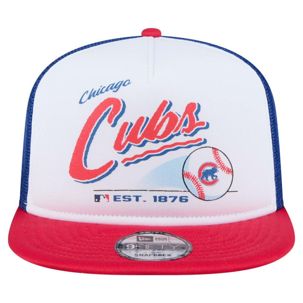 White/Red Chicago Cubs New Era Retro Script Trucker 9FIFTY Snapback Hat